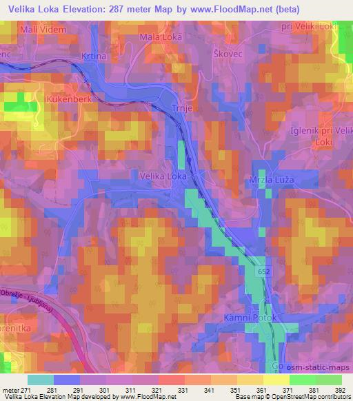 Velika Loka,Slovenia Elevation Map