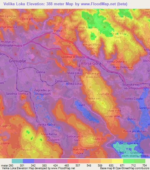 Velika Loka,Slovenia Elevation Map