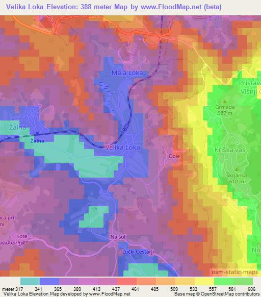 Velika Loka,Slovenia Elevation Map