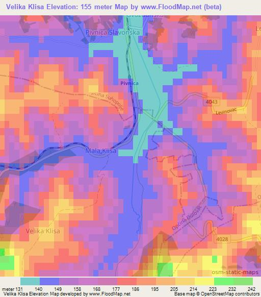 Velika Klisa,Croatia Elevation Map