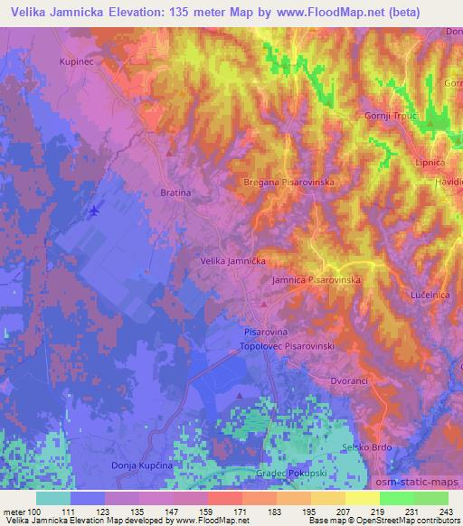 Velika Jamnicka,Croatia Elevation Map