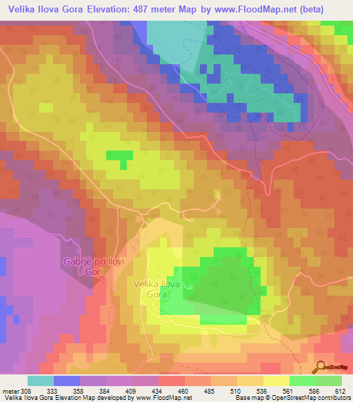 Velika Ilova Gora,Slovenia Elevation Map