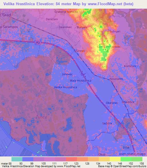 Velika Hrastilnica,Croatia Elevation Map