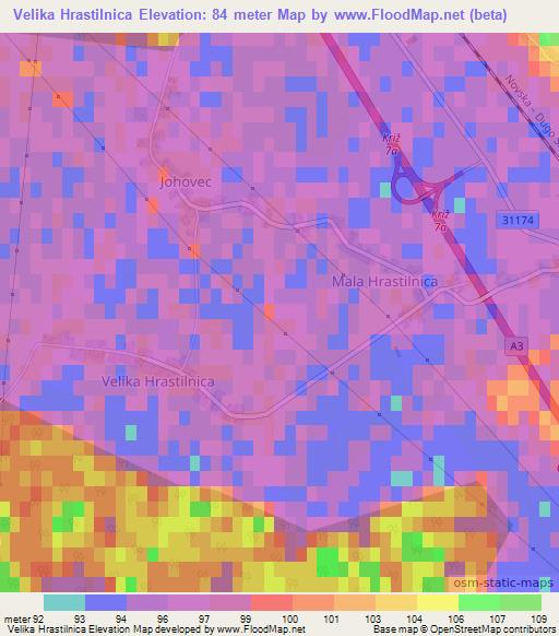 Velika Hrastilnica,Croatia Elevation Map