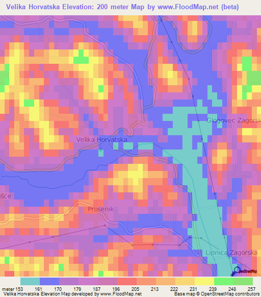 Velika Horvatska,Croatia Elevation Map