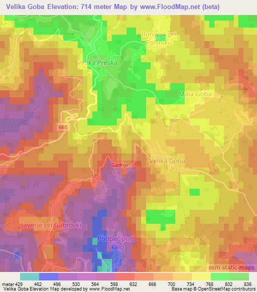 Velika Goba,Slovenia Elevation Map