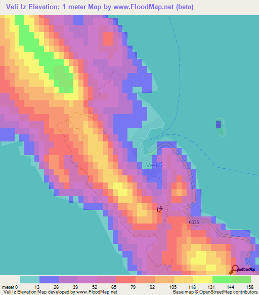 Veli Iz,Croatia Elevation Map