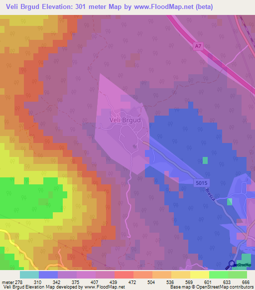 Veli Brgud,Croatia Elevation Map