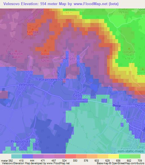 Velesovo,Slovenia Elevation Map