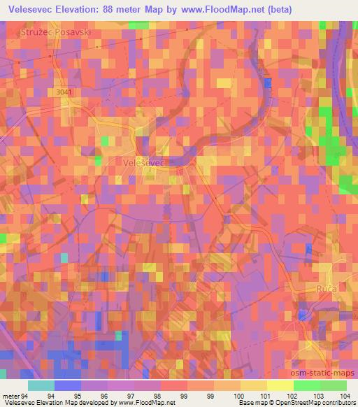 Velesevec,Croatia Elevation Map