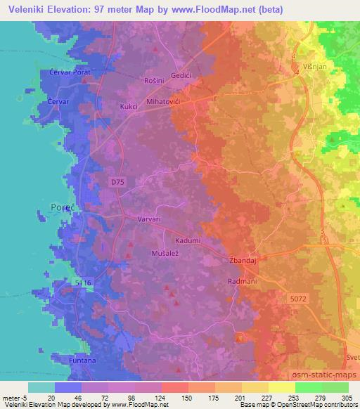 Veleniki,Croatia Elevation Map