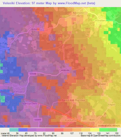 Veleniki,Croatia Elevation Map