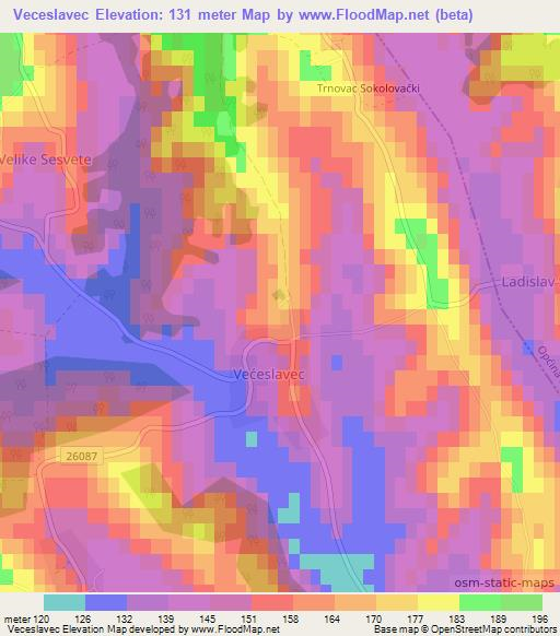 Veceslavec,Croatia Elevation Map