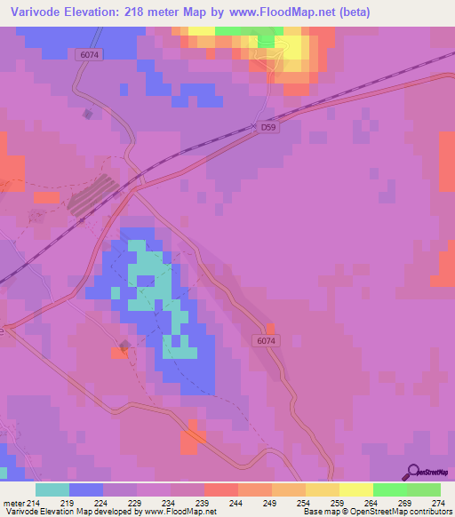 Varivode,Croatia Elevation Map