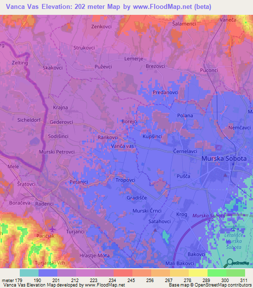 Vanca Vas,Slovenia Elevation Map