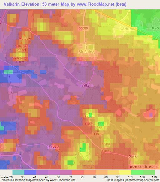 Valkarin,Croatia Elevation Map