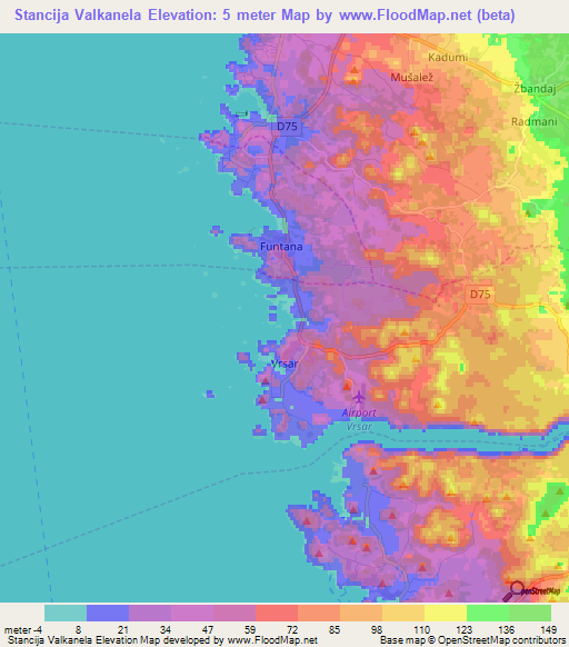 Stancija Valkanela,Croatia Elevation Map