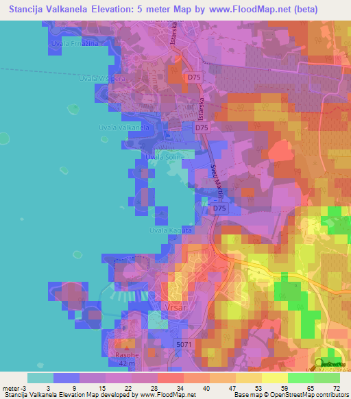 Stancija Valkanela,Croatia Elevation Map