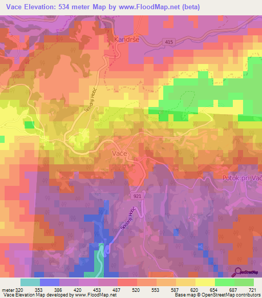 Vace,Slovenia Elevation Map