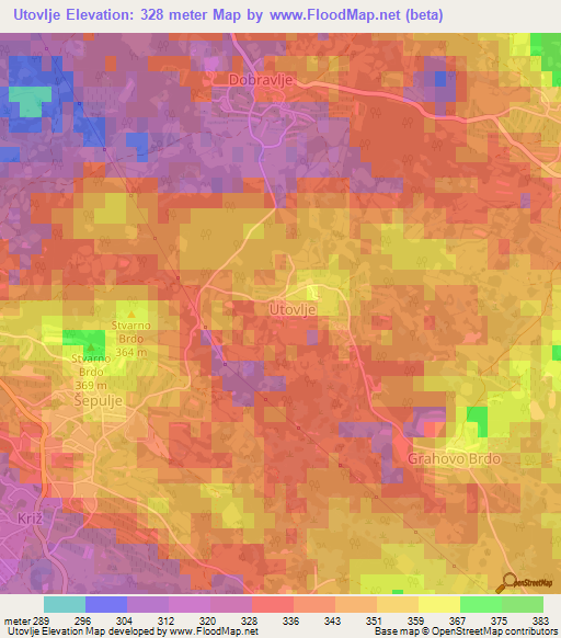 Utovlje,Slovenia Elevation Map