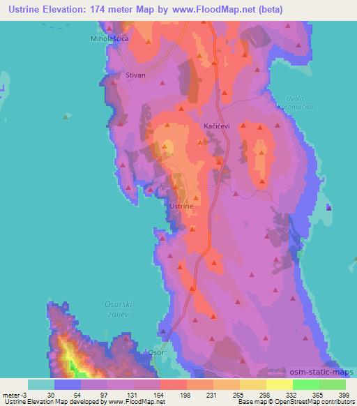 Ustrine,Croatia Elevation Map