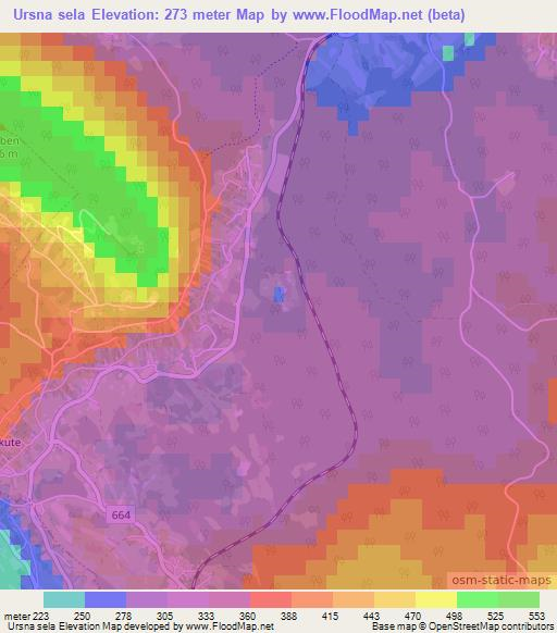 Ursna sela,Slovenia Elevation Map