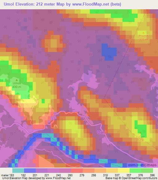 Umol,Croatia Elevation Map