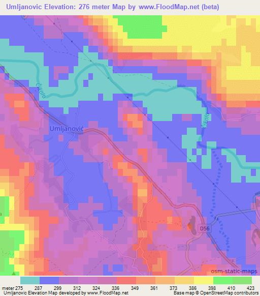 Umljanovic,Croatia Elevation Map