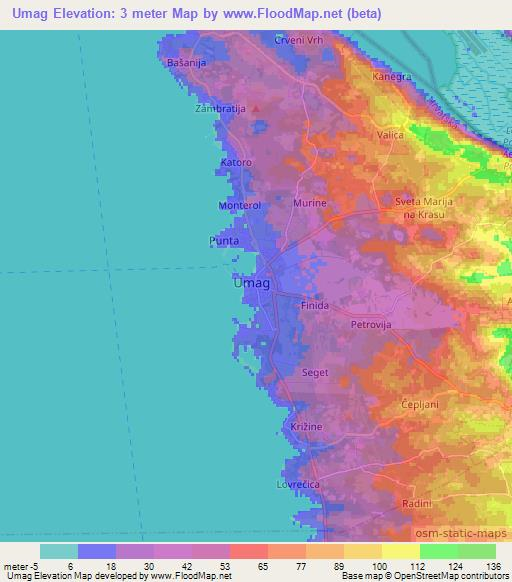 Umag,Croatia Elevation Map