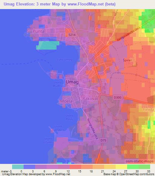 Umag,Croatia Elevation Map