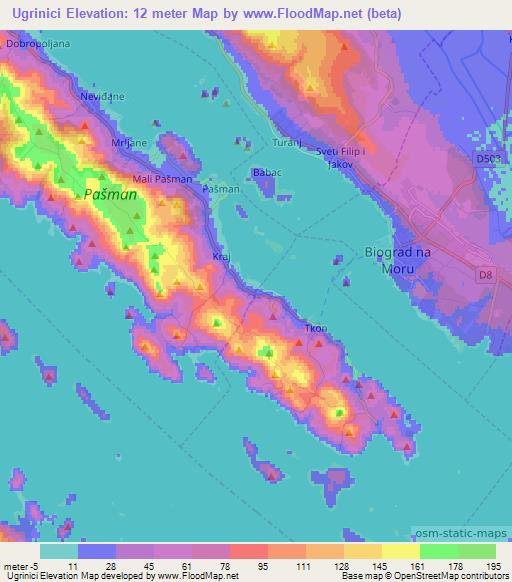 Ugrinici,Croatia Elevation Map