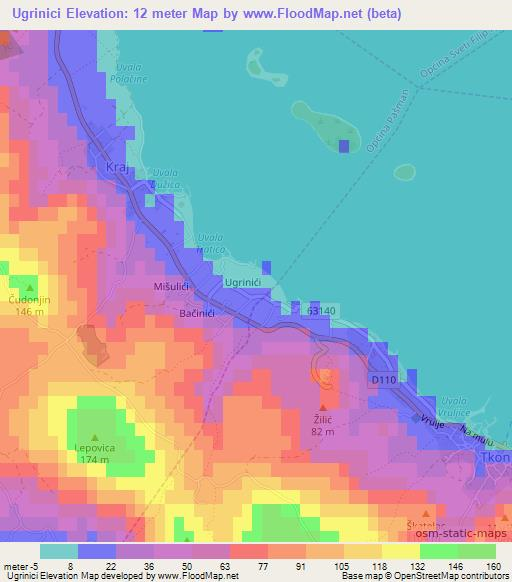 Ugrinici,Croatia Elevation Map