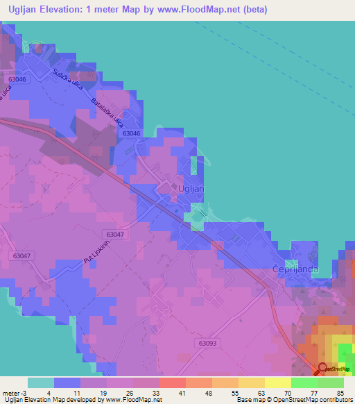 Ugljan,Croatia Elevation Map