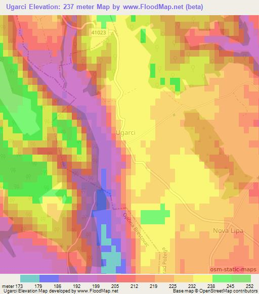 Ugarci,Croatia Elevation Map