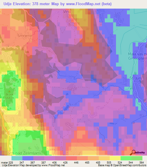 Udje,Slovenia Elevation Map