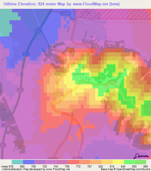 Udbina,Croatia Elevation Map