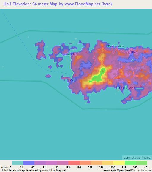 Ubli,Croatia Elevation Map