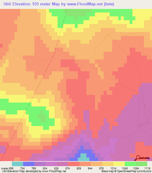 Ubli,Montenegro Elevation Map