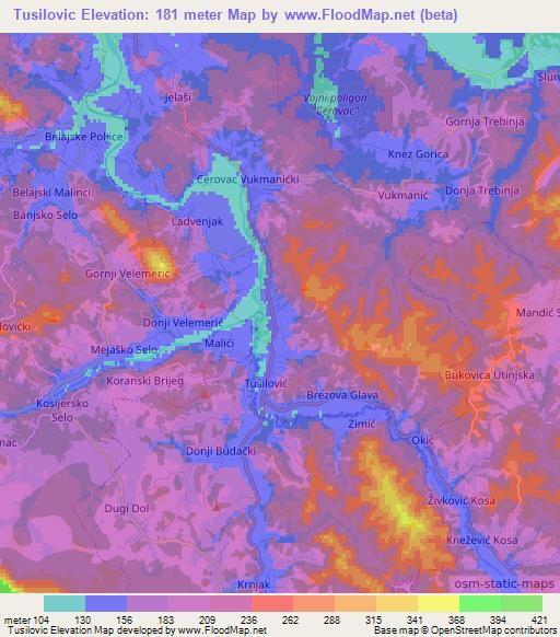 Tusilovic,Croatia Elevation Map