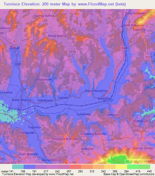 Turnisce,Croatia Elevation Map