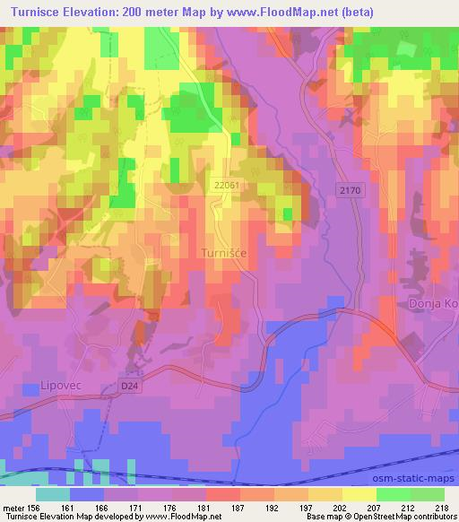 Turnisce,Croatia Elevation Map