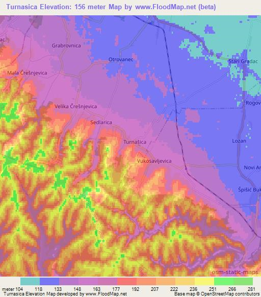 Turnasica,Croatia Elevation Map