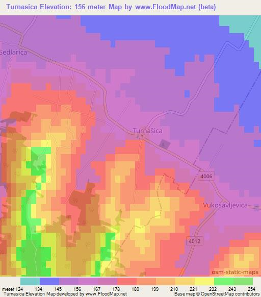 Turnasica,Croatia Elevation Map