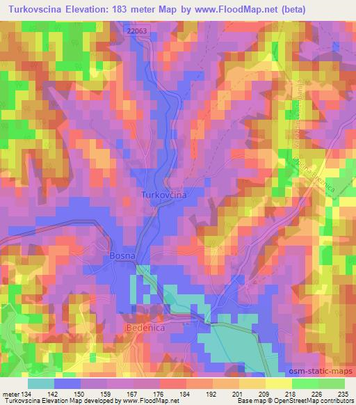 Turkovscina,Croatia Elevation Map