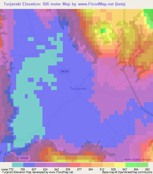 Turjanski,Croatia Elevation Map