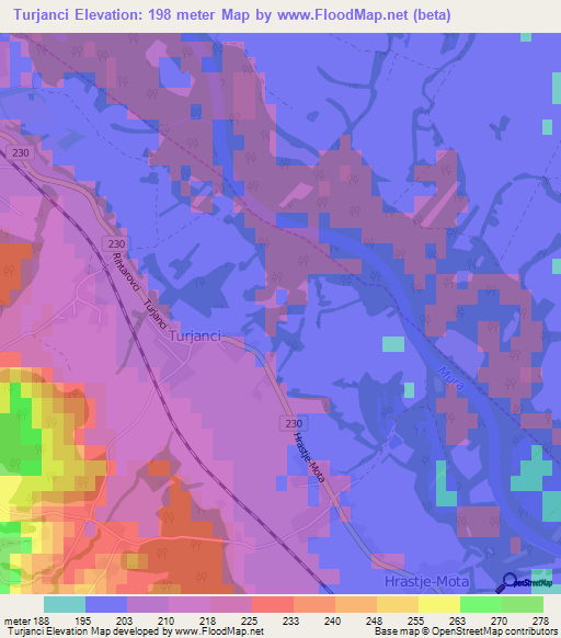 Turjanci,Slovenia Elevation Map