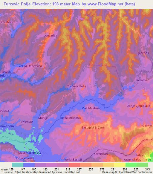 Turcevic Polje,Croatia Elevation Map