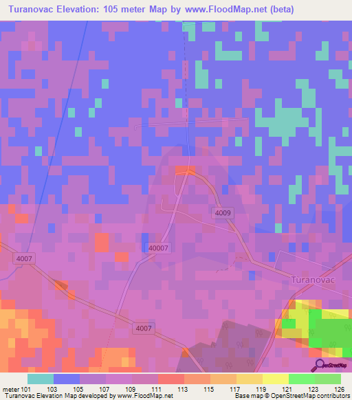 Turanovac,Croatia Elevation Map