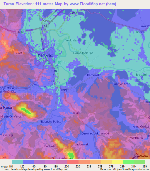 Turan,Croatia Elevation Map