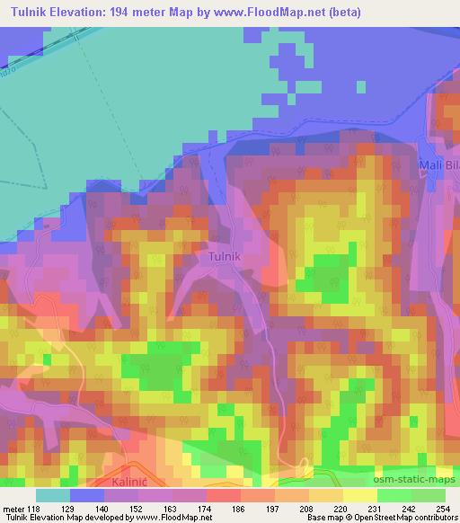 Tulnik,Croatia Elevation Map